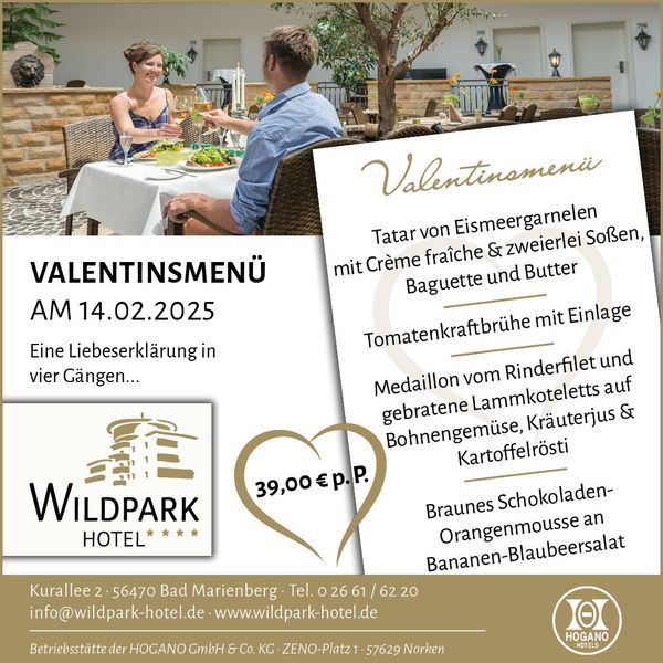 Valentinsmenü Wildpark Hotel